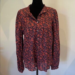 Floral Button-Up Blouse loft brand